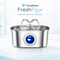 PuraPaws FreshFlow Duo™ 3.2L Stainless Steel Pet Water Fountain