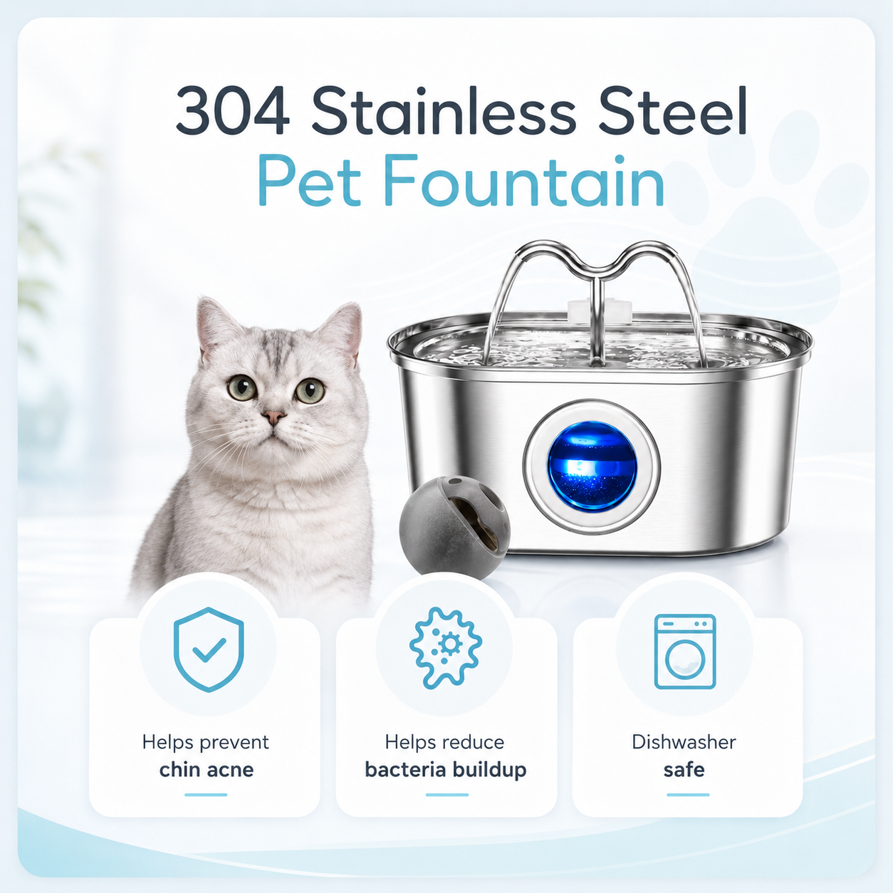 PuraPaws FreshFlow Duo™ 3.2L Stainless Steel Pet Water Fountain