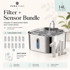 PuraPaws FreshFlow Max™ 14L Stainless Steel Dog & Cat Water Fountain