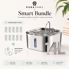PuraPaws FreshFlow Max™ 14L Stainless Steel Dog & Cat Water Fountain