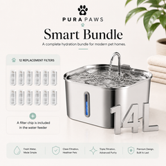 PuraPaws FreshFlow Max™ 14L Stainless Steel Dog & Cat Water Fountain