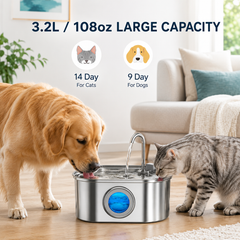 PuraPaws FreshFlow™ Stainless Steel Pet Water Fountain