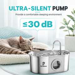 PuraPaws FreshFlow™ Stainless Steel Pet Water Fountain