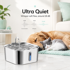 PuraPaws FreshFlow Plus™ 7L Stainless Steel Cat Water Fountain