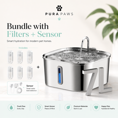 PuraPaws FreshFlow Plus™ 7L Stainless Steel Cat Water Fountain