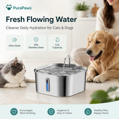 PuraPaws FreshFlow Plus™ 7L Stainless Steel Cat Water Fountain