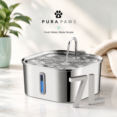 PuraPaws FreshFlow Plus™ 7L Stainless Steel Cat Water Fountain