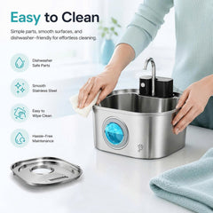 PuraPaws FreshFlow™ Wireless Stainless Steel Fountain