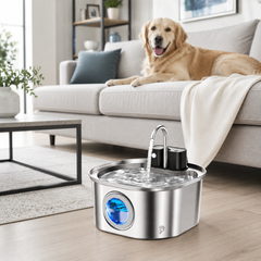 PuraPaws FreshFlow™ Wireless Stainless Steel Fountain