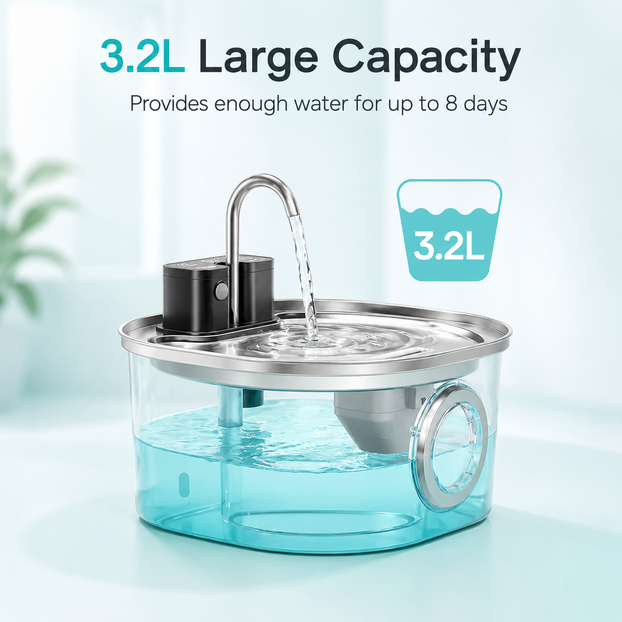 PuraPaws FreshFlow™ Wireless Stainless Steel Fountain