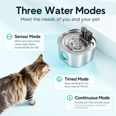 PuraPaws FreshFlow™ Wireless Stainless Steel Fountain