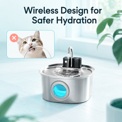 PuraPaws FreshFlow™ Wireless Stainless Steel Fountain