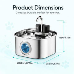 PuraPaws FreshFlow™ Wireless Stainless Steel Fountain