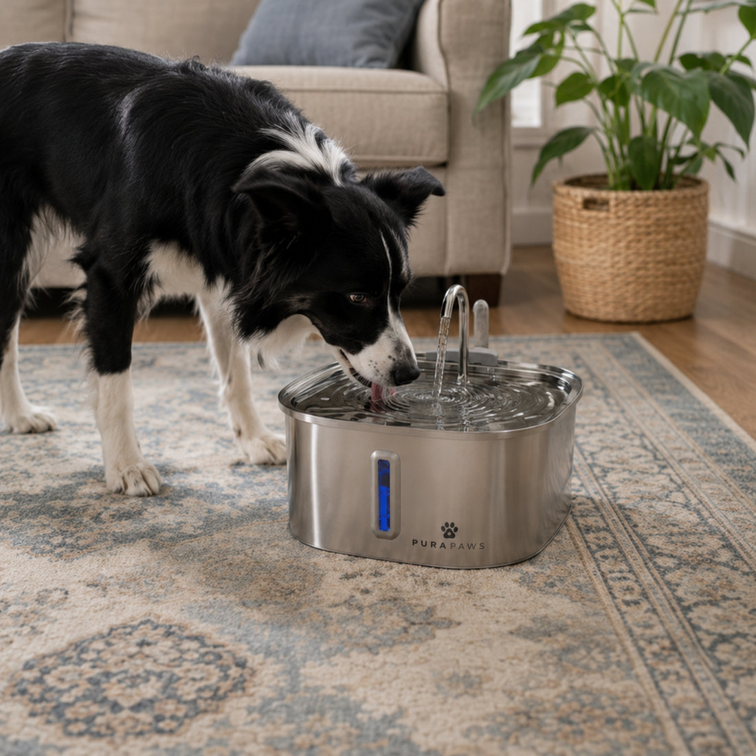PuraPaws FreshFlow Plus™ 7L Stainless Steel Cat Water Fountain