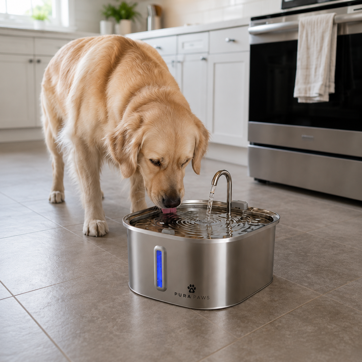 PuraPaws FreshFlow Plus™ 7L Stainless Steel Cat Water Fountain