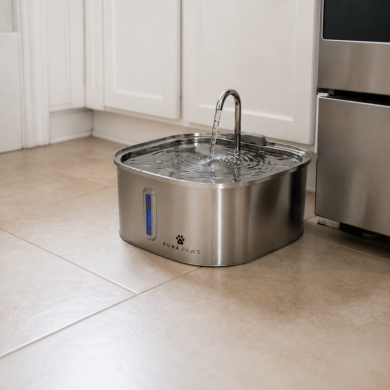 PuraPaws FreshFlow Max™ 14L Stainless Steel Dog & Cat Water Fountain