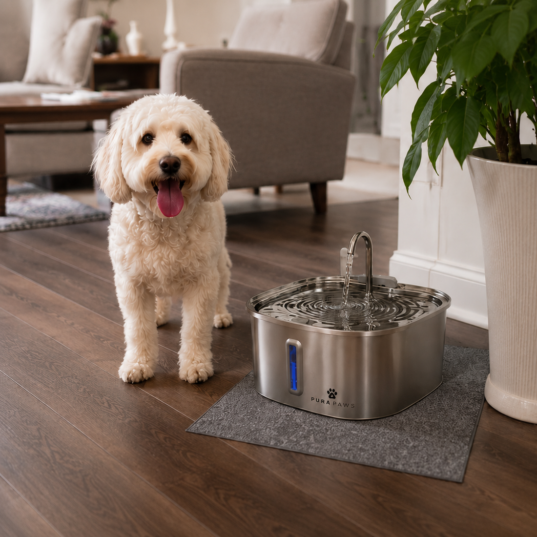 PuraPaws FreshFlow Max™ 14L Stainless Steel Dog & Cat Water Fountain